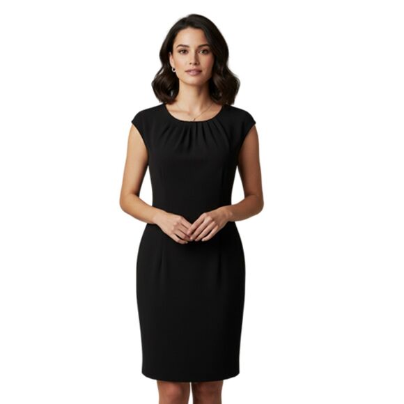 H&M Black Cap Sleeve Sheath Dress Size 8 - Picture 1 of 13
